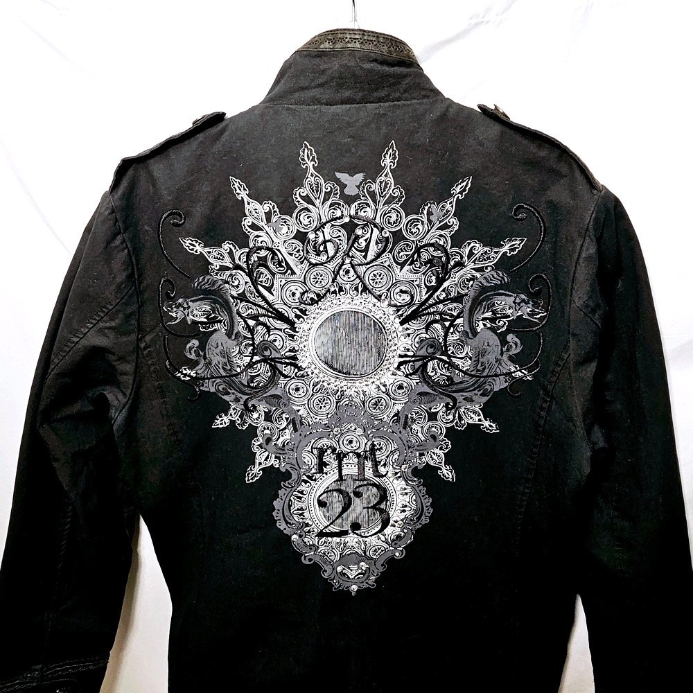 rnt23 Ron Tomson Urban Outdoor Wear Mens Y2K 90's Black Denim Jacket XXL